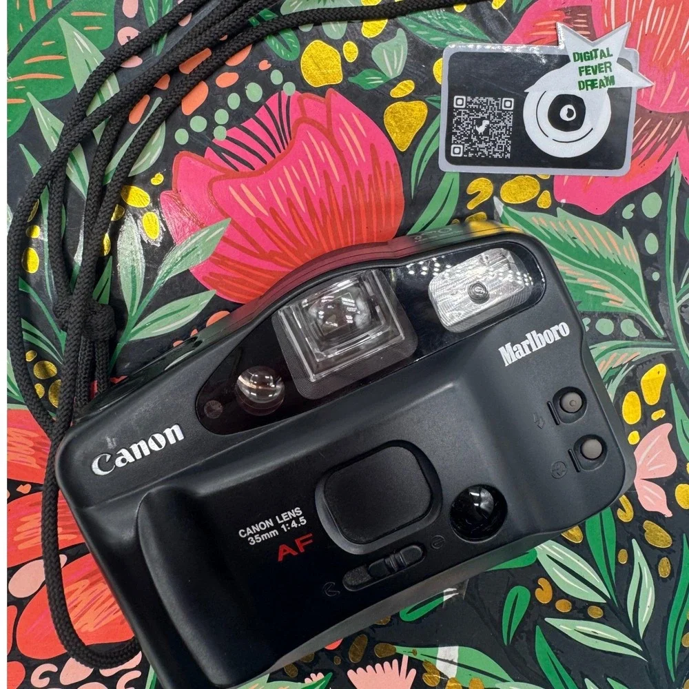 Canon Sure Shot Owl 35mm Film Camera Marlboro Edition AF 35mm 1:4.5 Case Strap